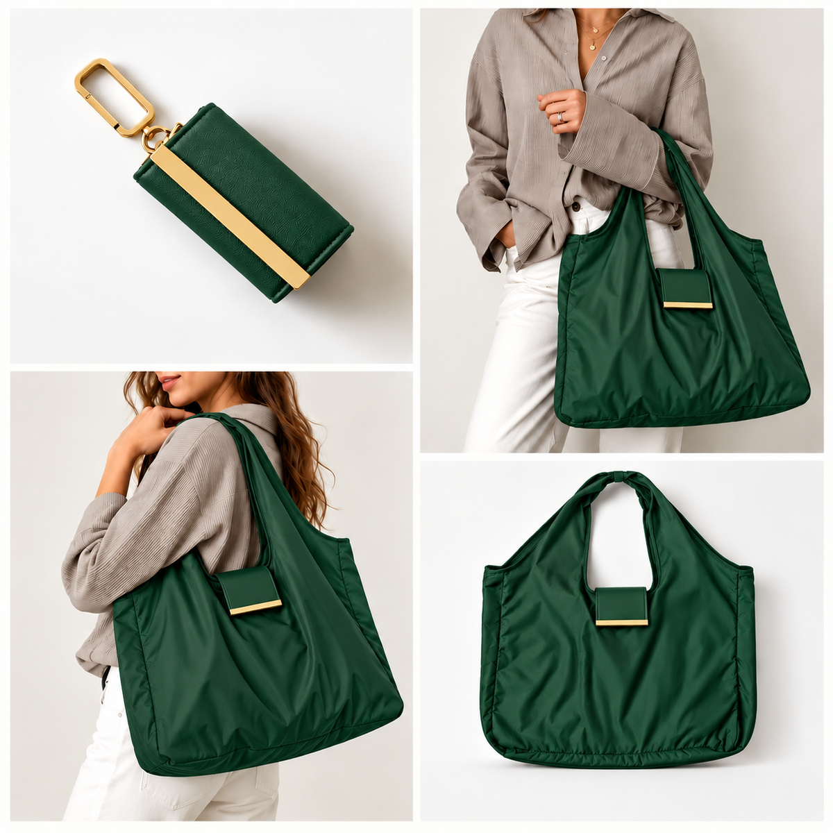 Women’s Large Tote Bag, Stylish Shoulder Handbag, Everyday Shopping & Casual Bag - Green-1