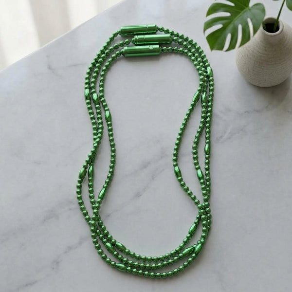 Glowing LED Bead Necklace with 3 Modes of Flasing Light - Green Colour