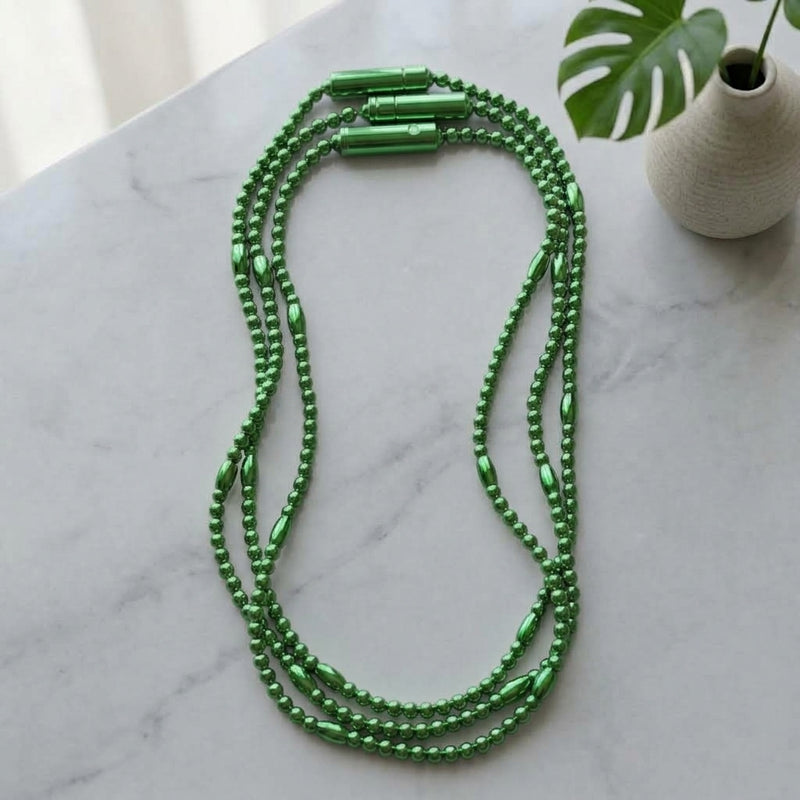 Glowing LED Bead Necklace with 3 Modes of Flasing Light - Green Colour-1