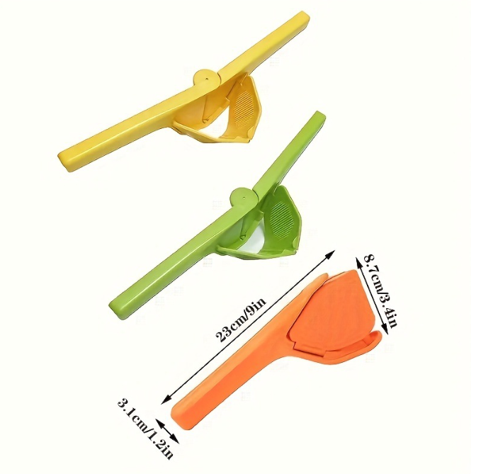 Lemon Squeezer - Orange Manual Citrus & Lime Juicer with Built-In Strainer, Easy Two-Hand Press, Space-Saving Flat Design, Handheld Kitchen Tool-3