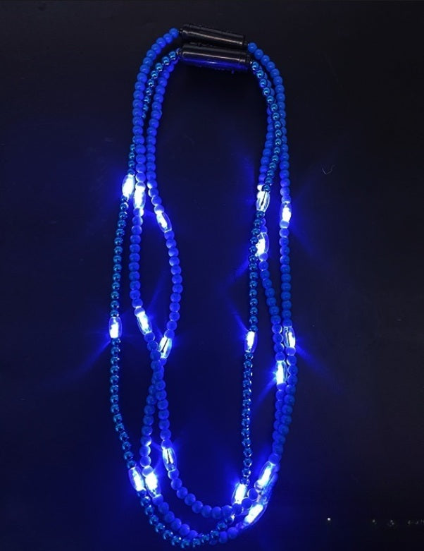 Glowing LED Bead Necklace with 3 Modes of Flasing Light - Blue Colour-3