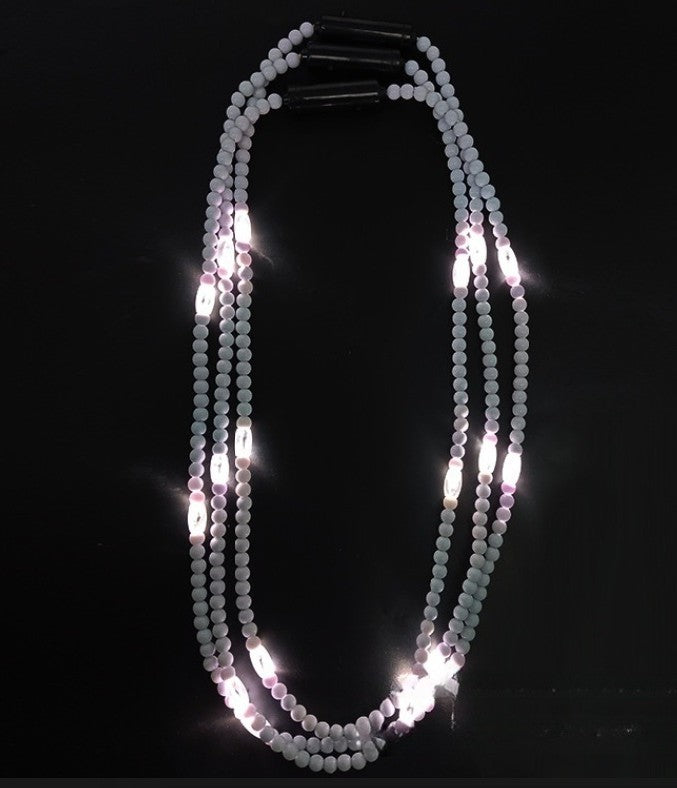Glowing LED Bead Necklace with 3 Modes of Flasing Light - Silver Colour-4
