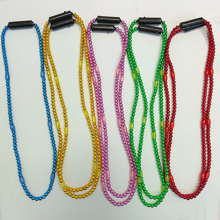 Glowing LED Bead Necklace with 3 Modes of Flasing Light - Gold Colour-6