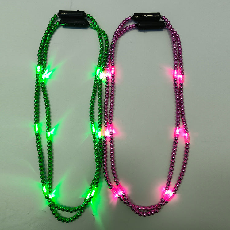 Glowing LED Bead Necklace with 3 Modes of Flasing Light - Green Colour-6