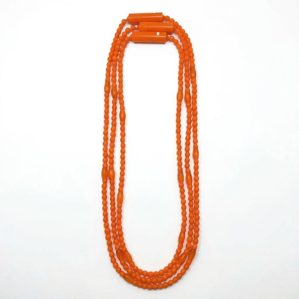 Glowing LED Bead Necklace with 3 Modes of Flasing Light - Orange Colour-6