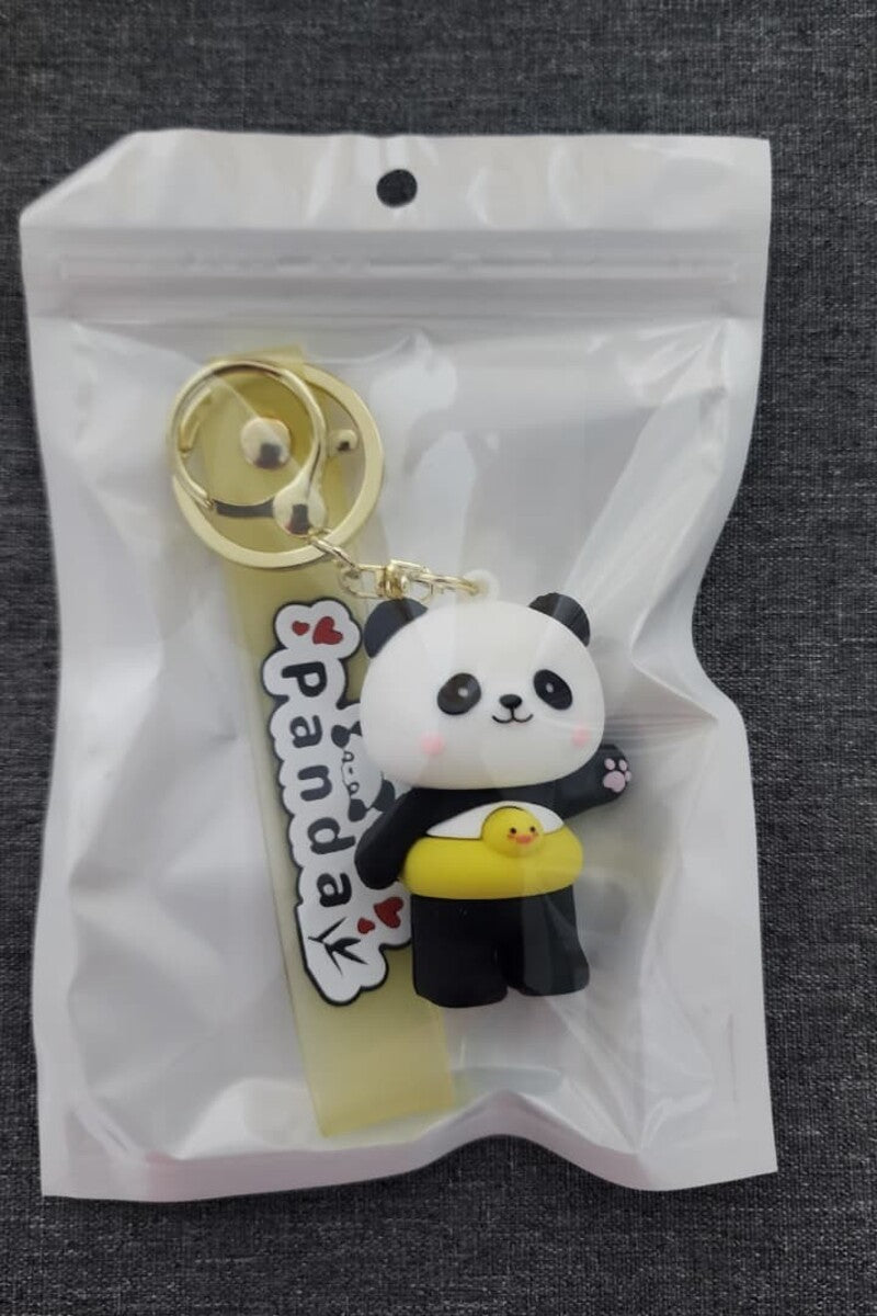 Cartoon Panda Black Pant - Bag Charm with Wrist Strap Keychain
