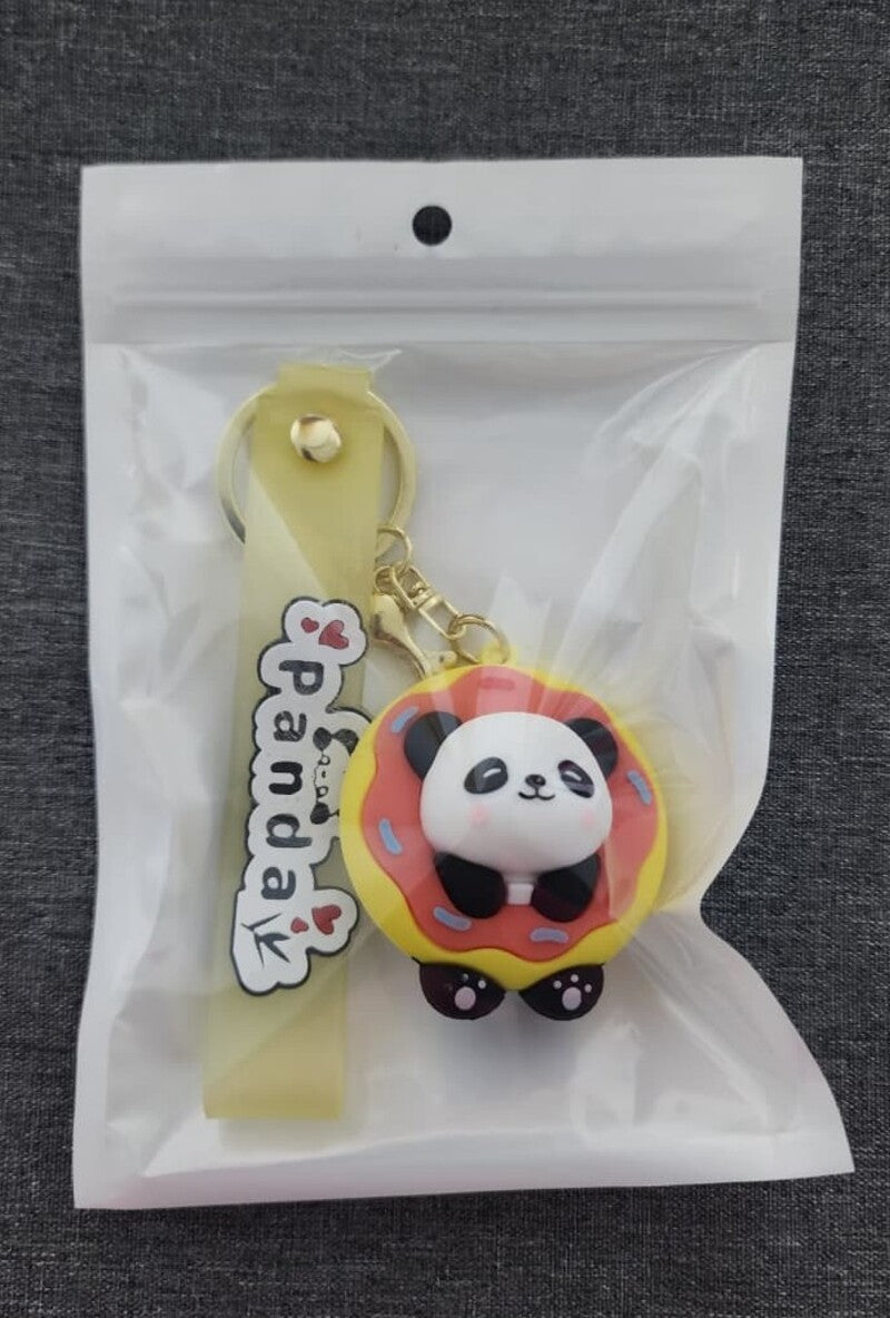 Cartoon Panda Doughnut - Bag Charm with Wrist Strap Keychain-2