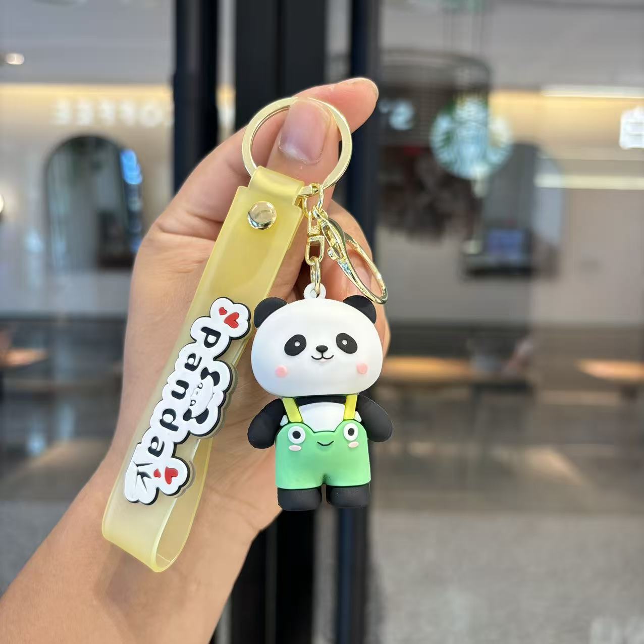 Cartoon Panda Green Pant - Bag Charm with Wrist Strap Keychain