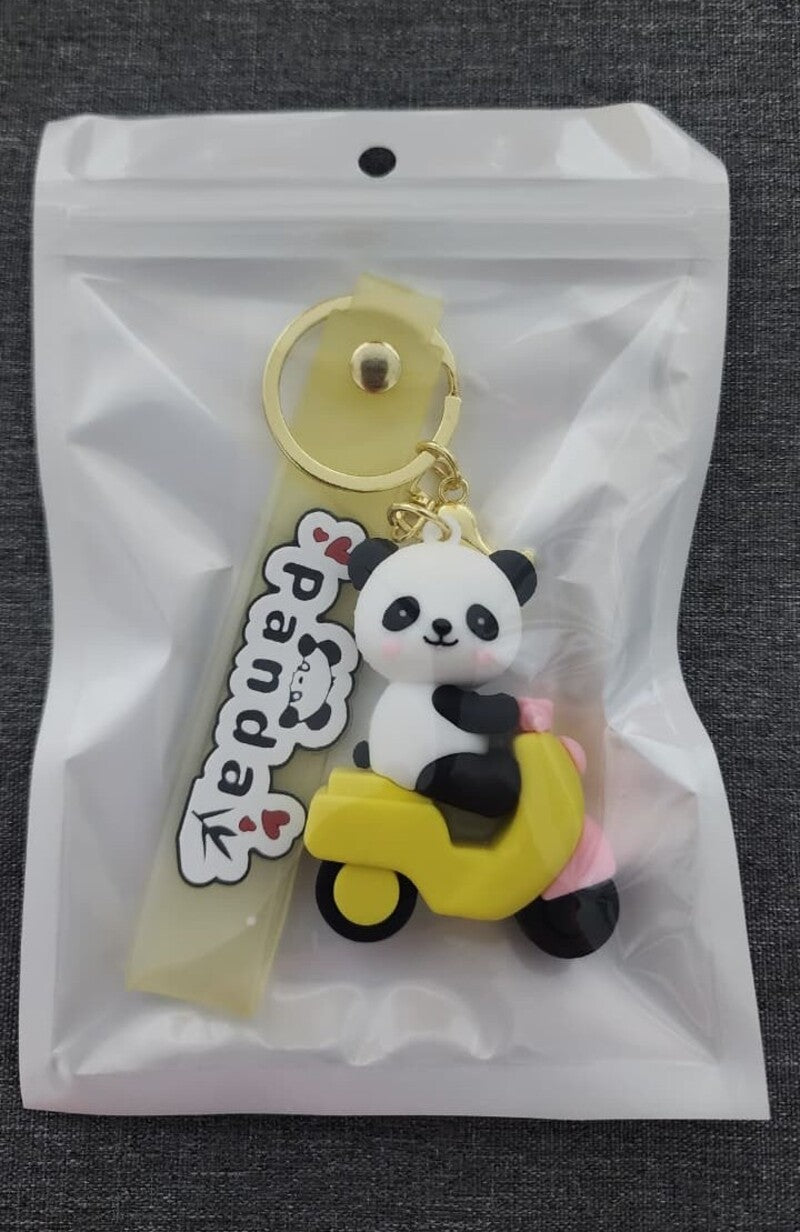 Cartoon Panda Scooter - Bag Charm with Wrist Strap Keychain-2