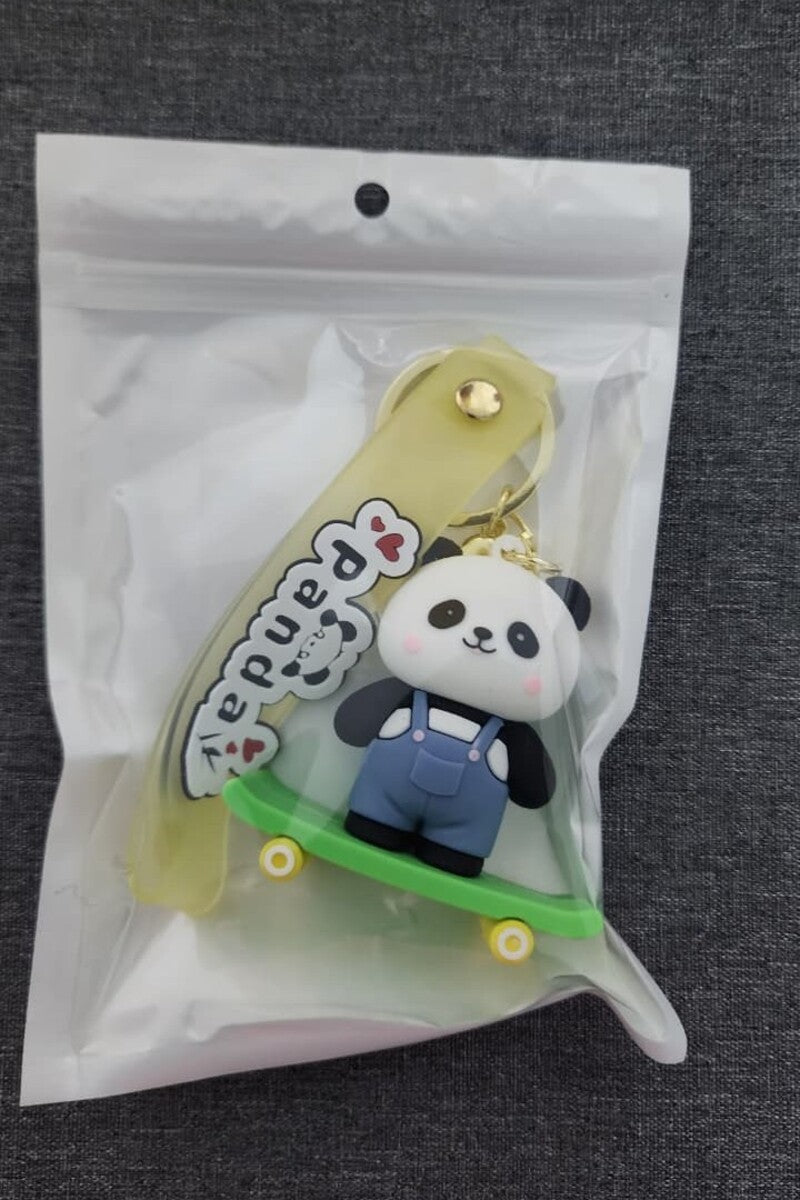 Cartoon Panda Skating - Bag Charm with Wrist Strap Keychain-2