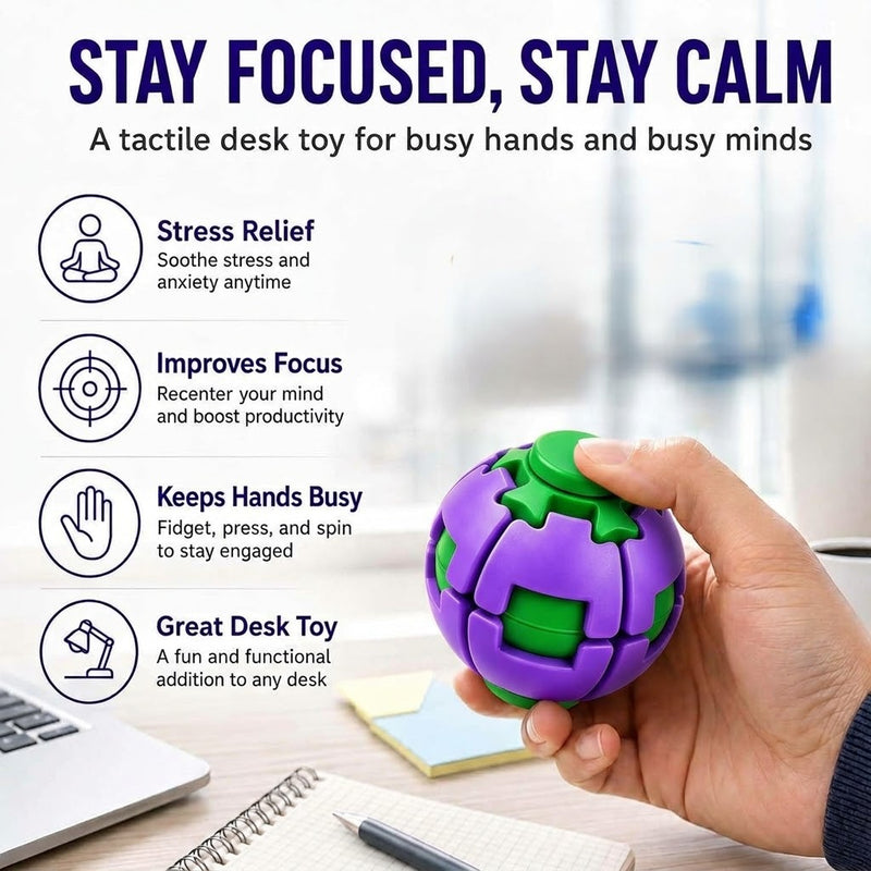 Ball Spinner Fidget Toy with Light | Sensory Stress Relief Fidget Toy for Kids & Adults - Purple Colour-1
