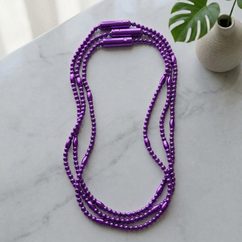 Glowing LED Bead Necklace with 3 Modes of Flasing Light - Purple Colour-1