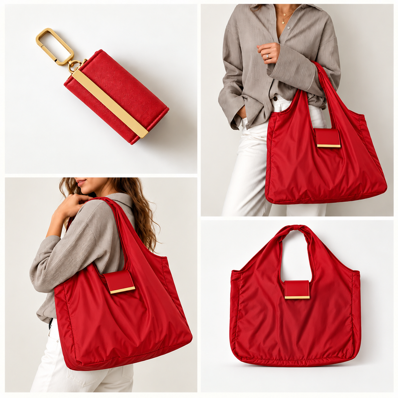 Women’s Large Tote Bag, Stylish Shoulder Handbag, Everyday Shopping & Casual Bag - Red-1
