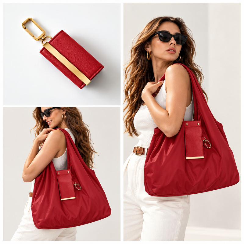 Women’s Large Tote Bag, Stylish Shoulder Handbag, Everyday Shopping & Casual Bag - Red-3