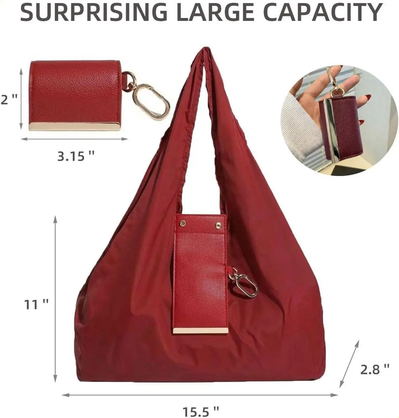 Women’s Large Tote Bag, Stylish Shoulder Handbag, Everyday Shopping & Casual Bag - Red-6