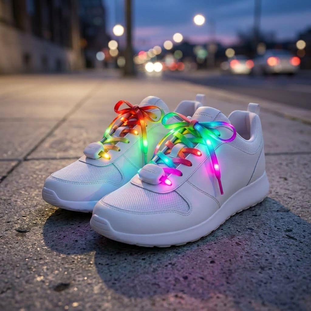 Glowing LED Shoe Lace RGB Colour - Flashing LED Shoelace with 3 Modes of Flasing Light for all.-1