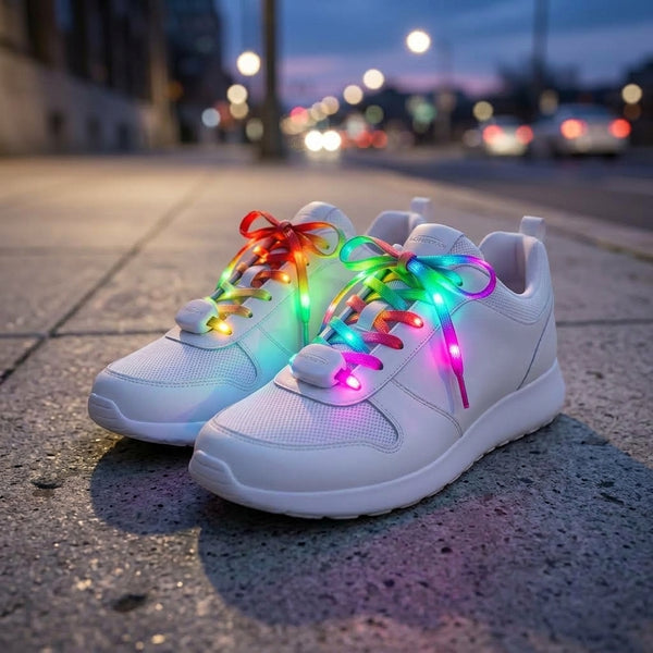 Glowing LED Shoe Lace RGB Colour - Flashing LED Shoelace with 3 Modes of Flasing Light for all.