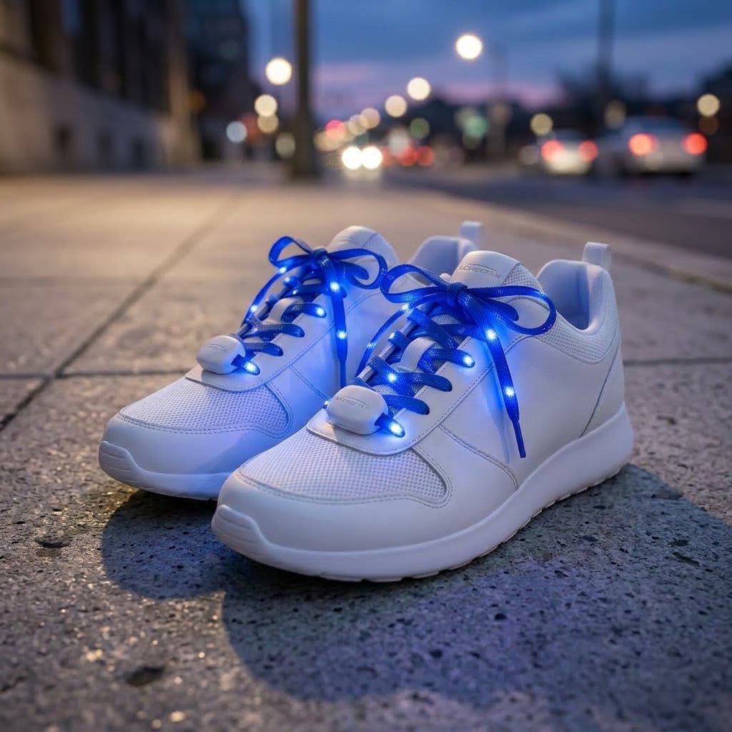 Glowing LED Shoe Lace Blue Colour - Flashing LED Shoelace with 3 Modes of Flasing Light for all.-1