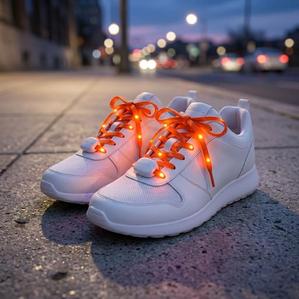 Glowing LED Shoe Lace Orange Colour - Flashing LED Shoelace with 3 Modes of Flasing Light for all.-1