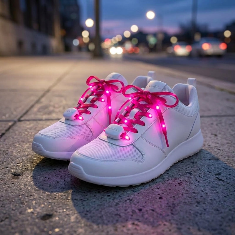 Glowing LED Shoe Lace Pink Colour - Flashing LED Shoelace with 3 Modes of Flasing Light for all.-1