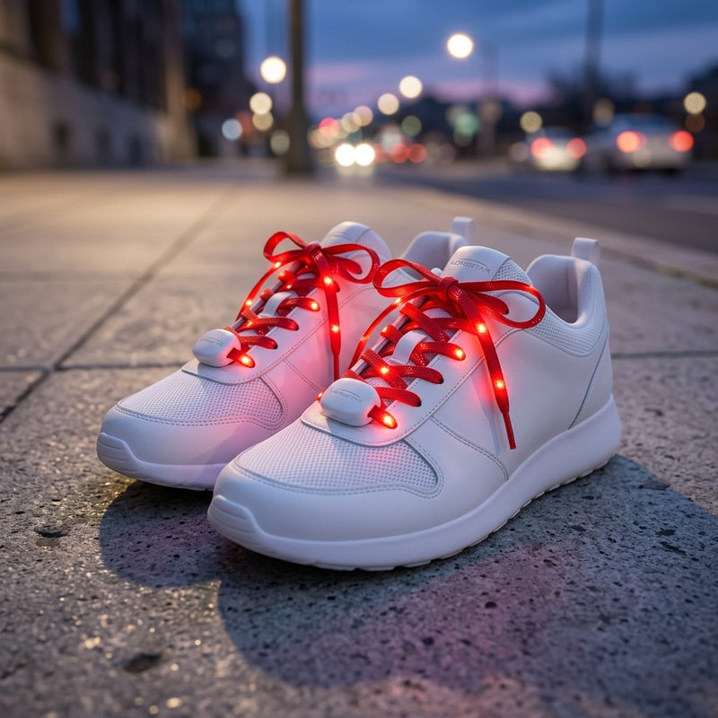 Glowing LED Shoe Lace Red Colour - Flashing LED Shoelace with 3 Modes of Flasing Light for all.-1
