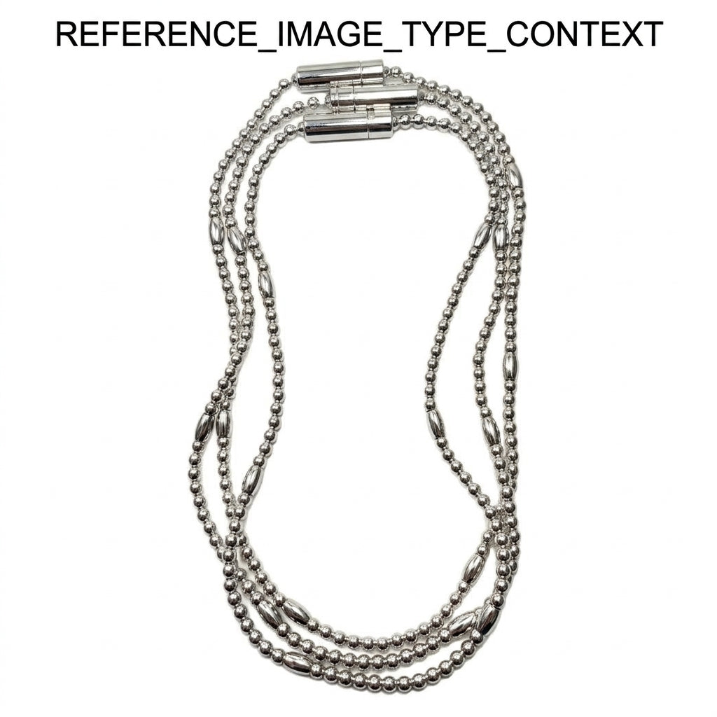 Glowing LED Bead Necklace with 3 Modes of Flasing Light - Silver Colour-7