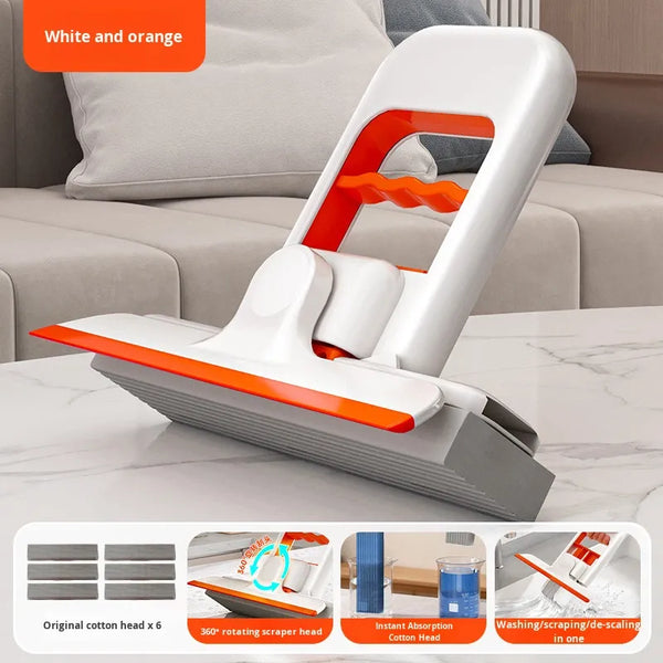 2-in-1 Foldable Sponge Mop + Tabletop Wiper