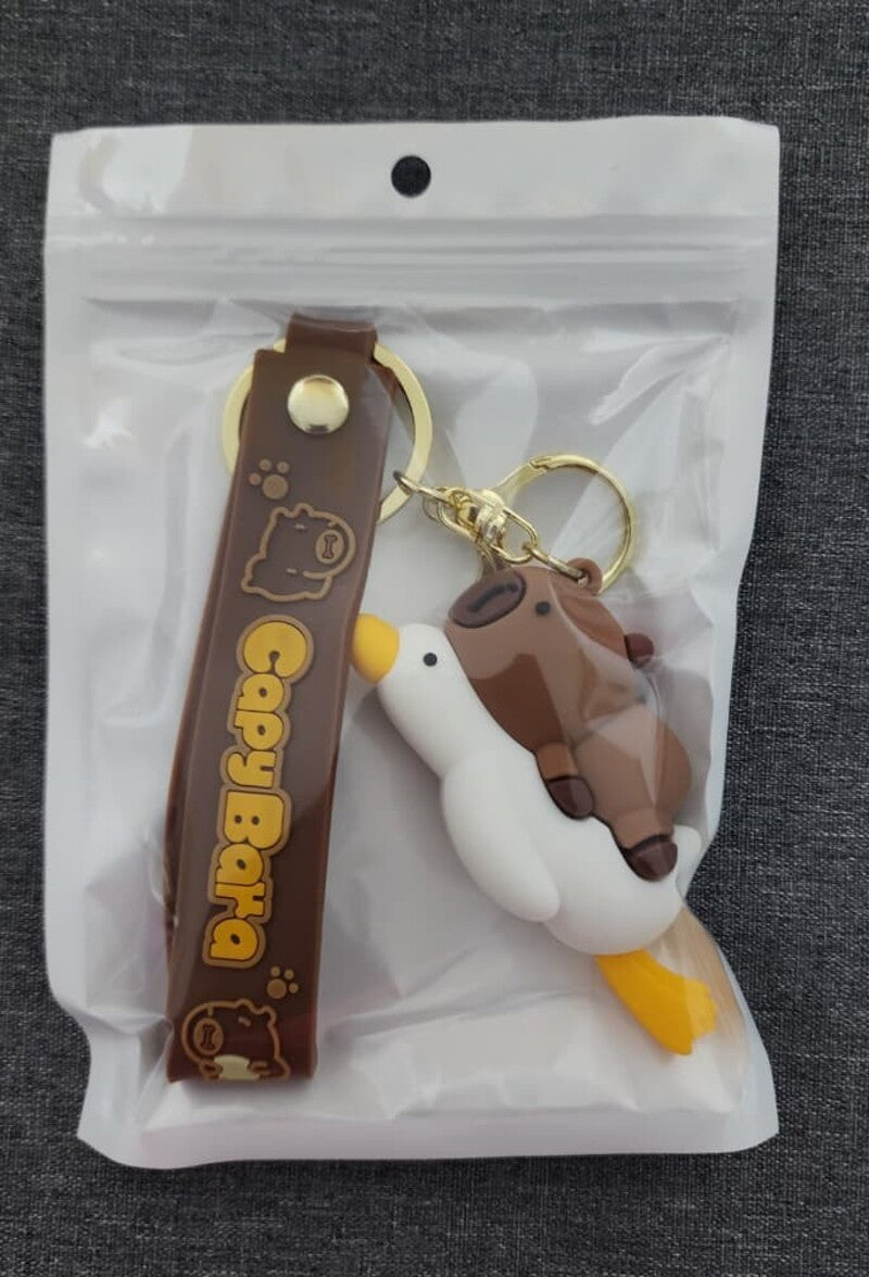 Kawaii Teddy Bear Flying Swan - Bag Charm with Wrist Strap Keychain