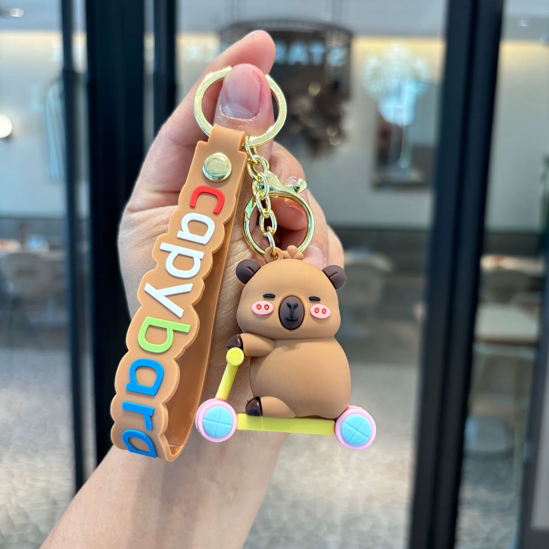 Kawaii Teddy Bear Scooter - Bag Charm with Wrist Strap Keychain-1