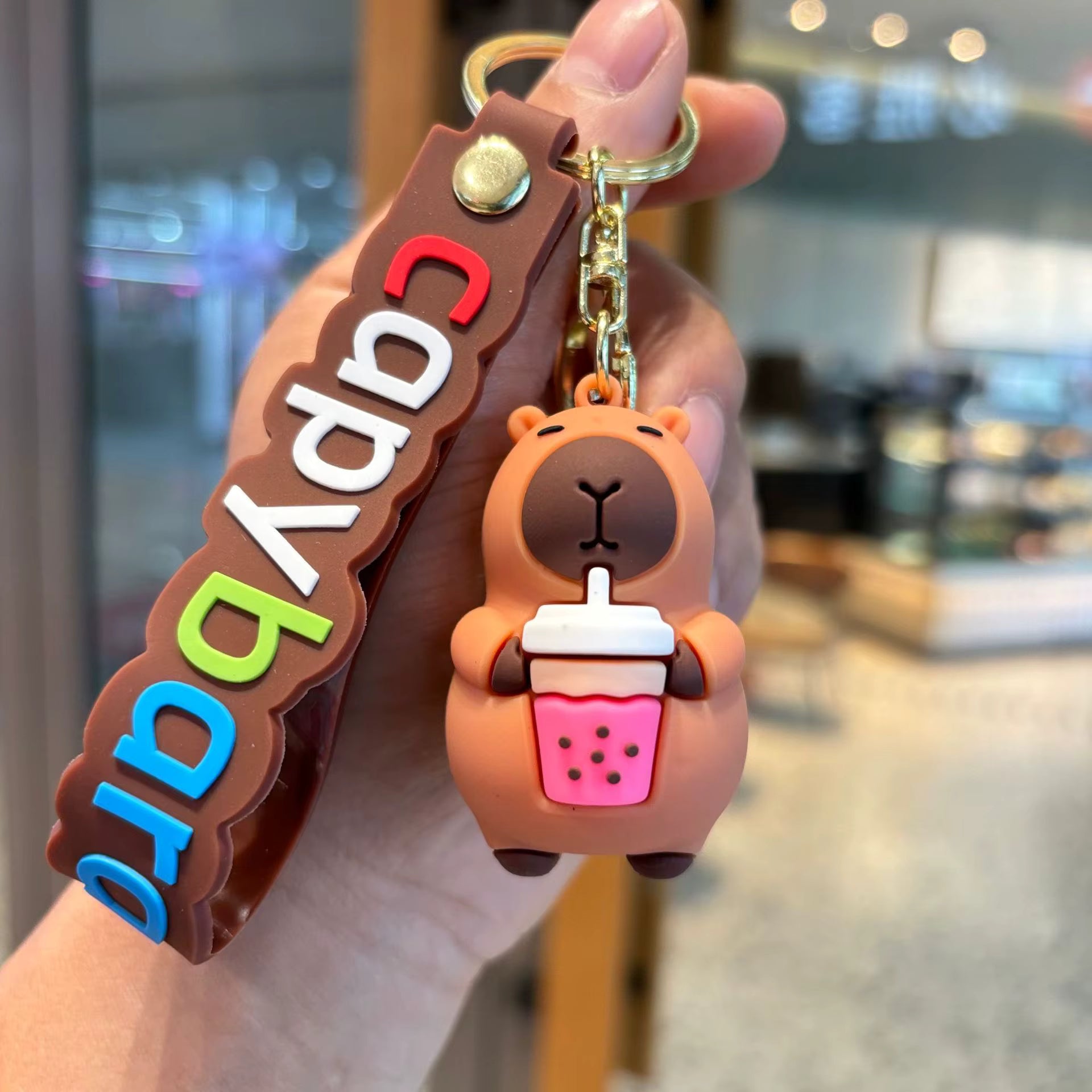 Kawaii Teddy Bear Sipper - Bag Charm with Wrist Strap Keychain-1