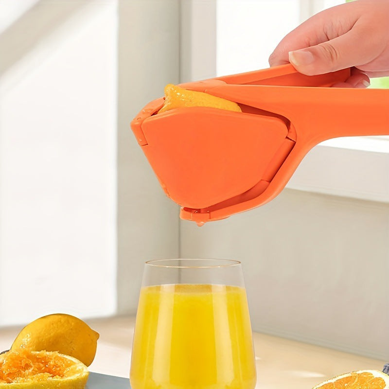 Lemon Squeezer - Orange Manual Citrus & Lime Juicer with Built-In Strainer, Easy Two-Hand Press, Space-Saving Flat Design, Handheld Kitchen Tool-1