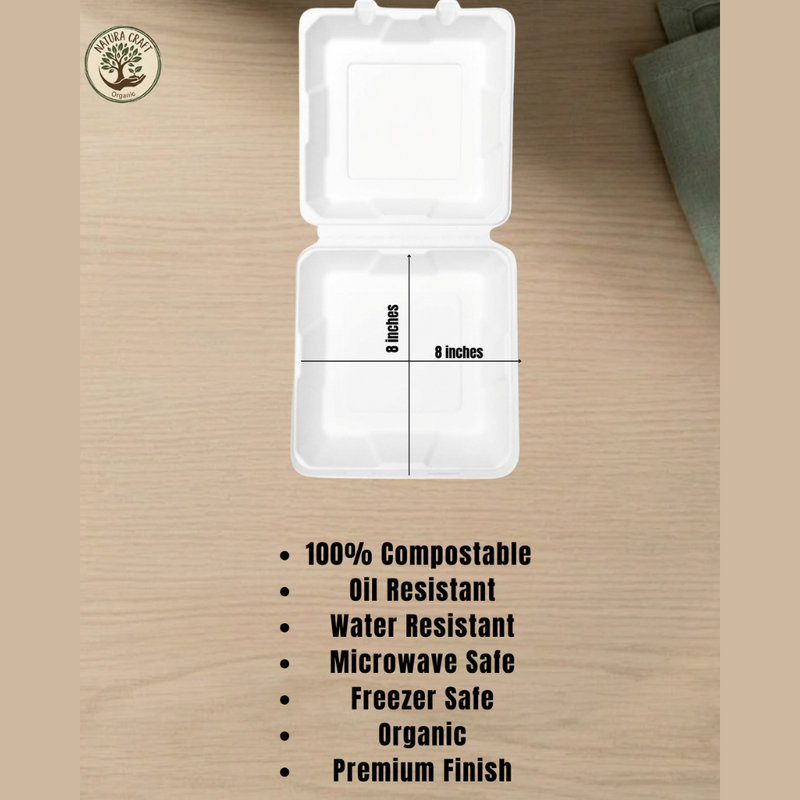 Bagasse Clamshell - 8x8"-3