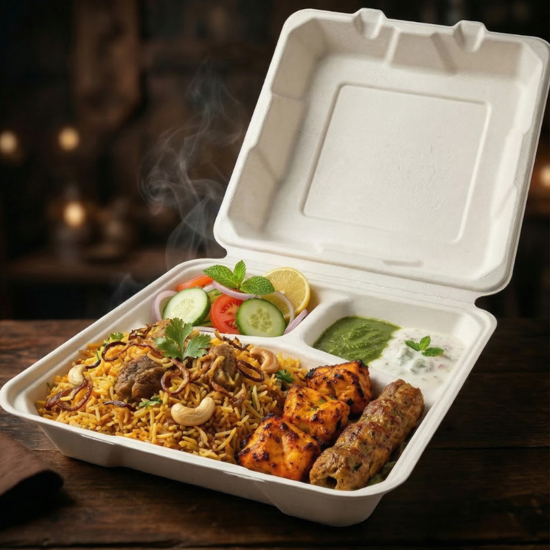 Bagasse Clamshell - 9x9"-4