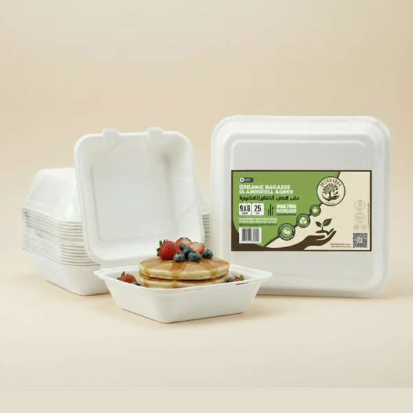 Bagasse Clamshell - 9x9"