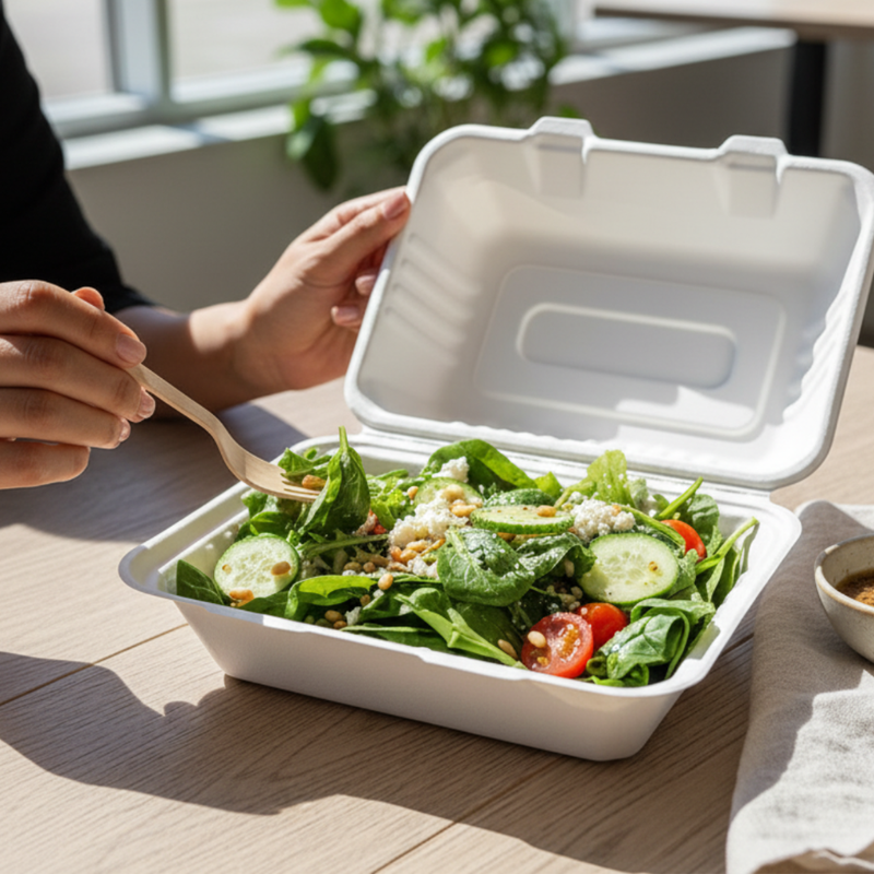 Bagasse Clamshell - 9x6"-2