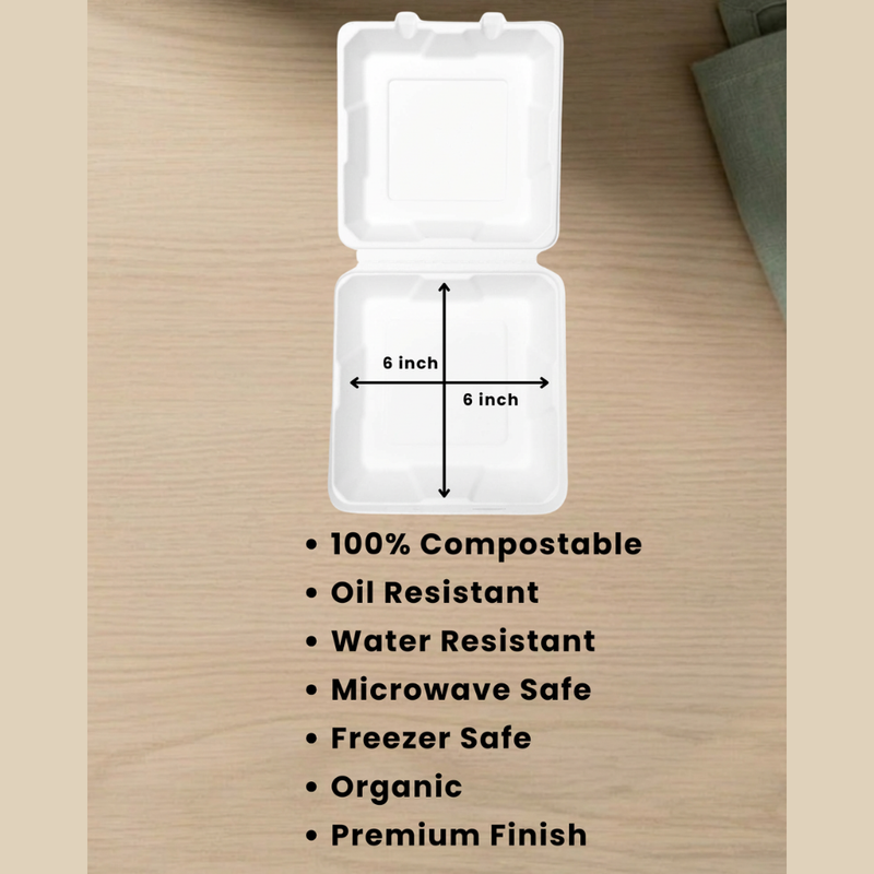 Bagasse Clamshell - 6x6"-3