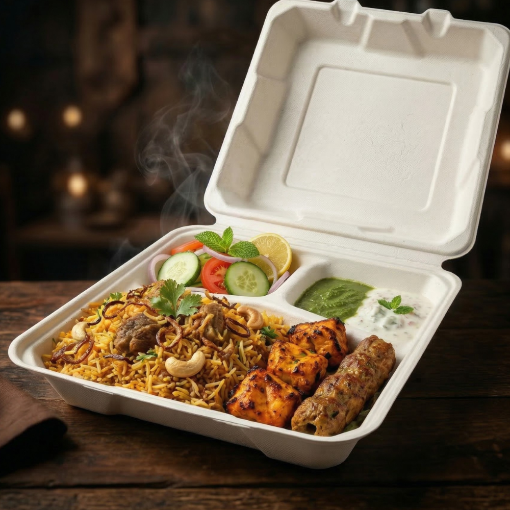 Bagasse Clamshell - 6x6"-2