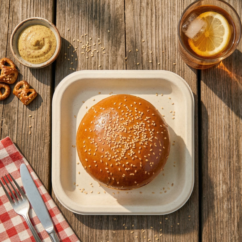 Bagasse Disposable Square Plate (6" 25 psc)-2