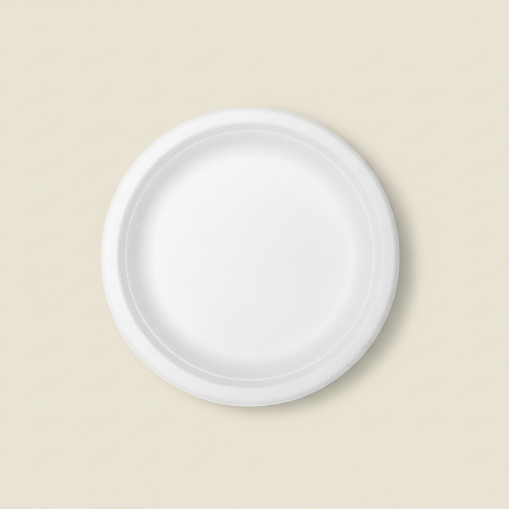 Bagasse Disposable Round Plates - 7 inch (25 Pcs)-2