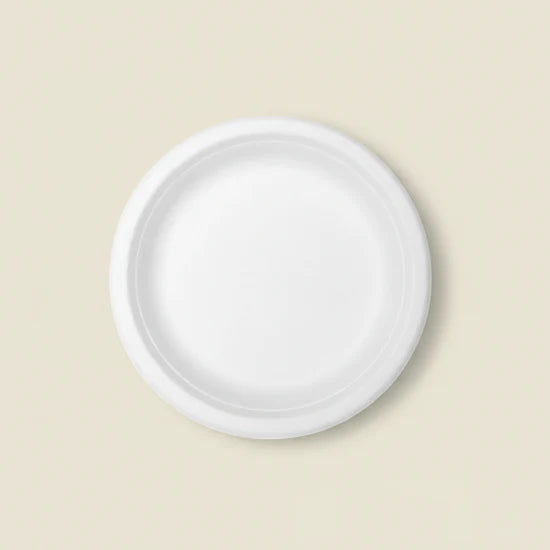 Bagasse Disposable Round Plates - 7 inch (50 Pcs)