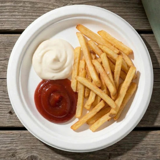Bagasse Disposable Round Plates - 7 inch (50 Pcs)-4