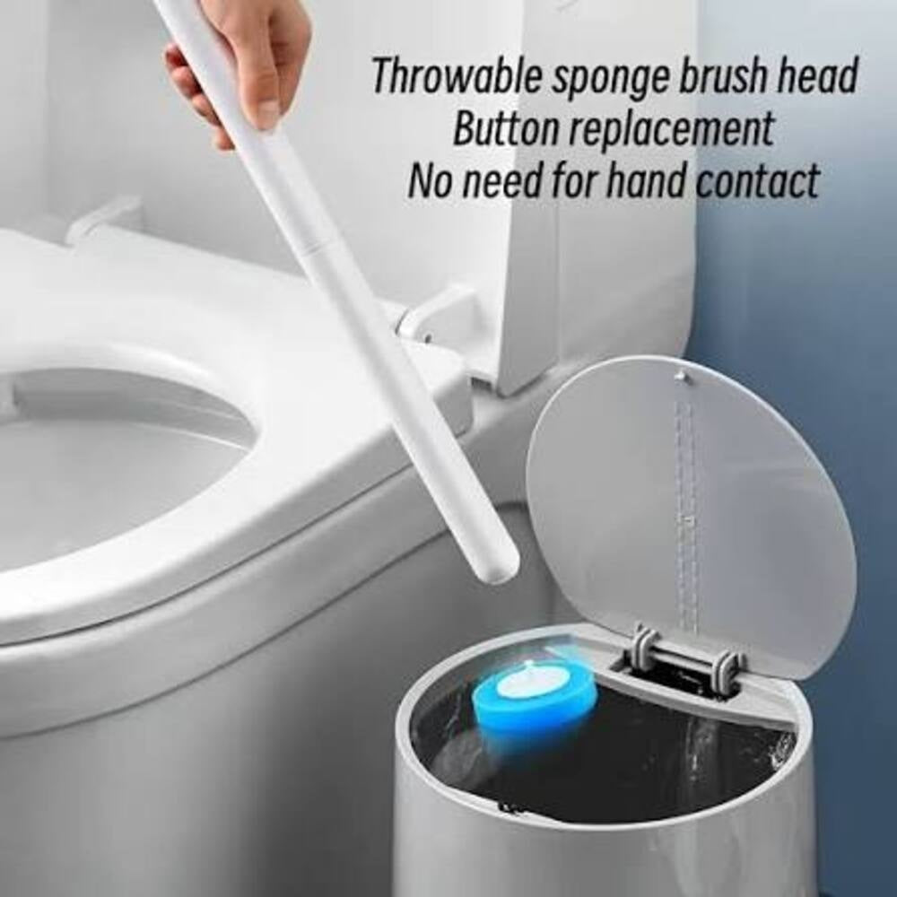 Premium WC Long Handle Cleaning Brush Set with Scented Replaceable Sponge Heads-7