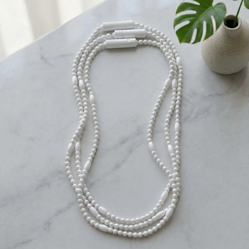 Glowing LED Bead Necklace with 3 Modes of Flasing Light - White Colour-1