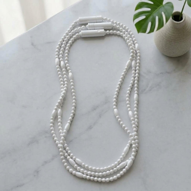 Glowing LED Bead Necklace with 3 Modes of Flasing Light - White Colour-1