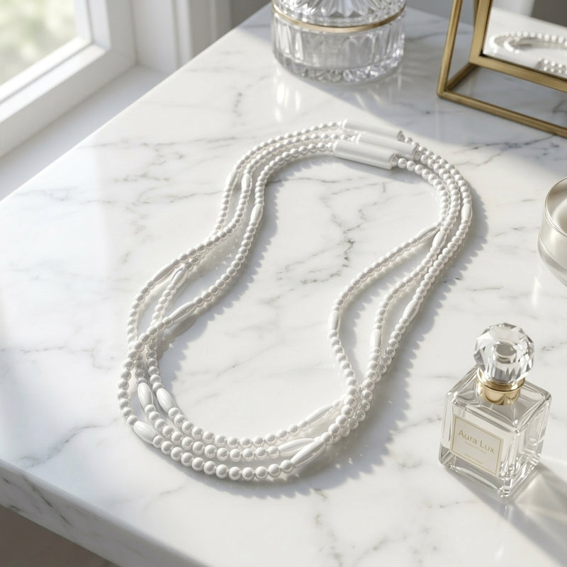 Glowing LED Bead Necklace with 3 Modes of Flasing Light - White Colour-5