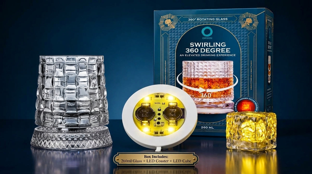 Swriling 360 Degree Glass - Woven + 1 Coaster + 1 Gliwing Cube-1