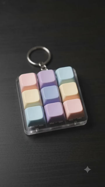 9 Key Light Up Macaron Keycap Keychain-2