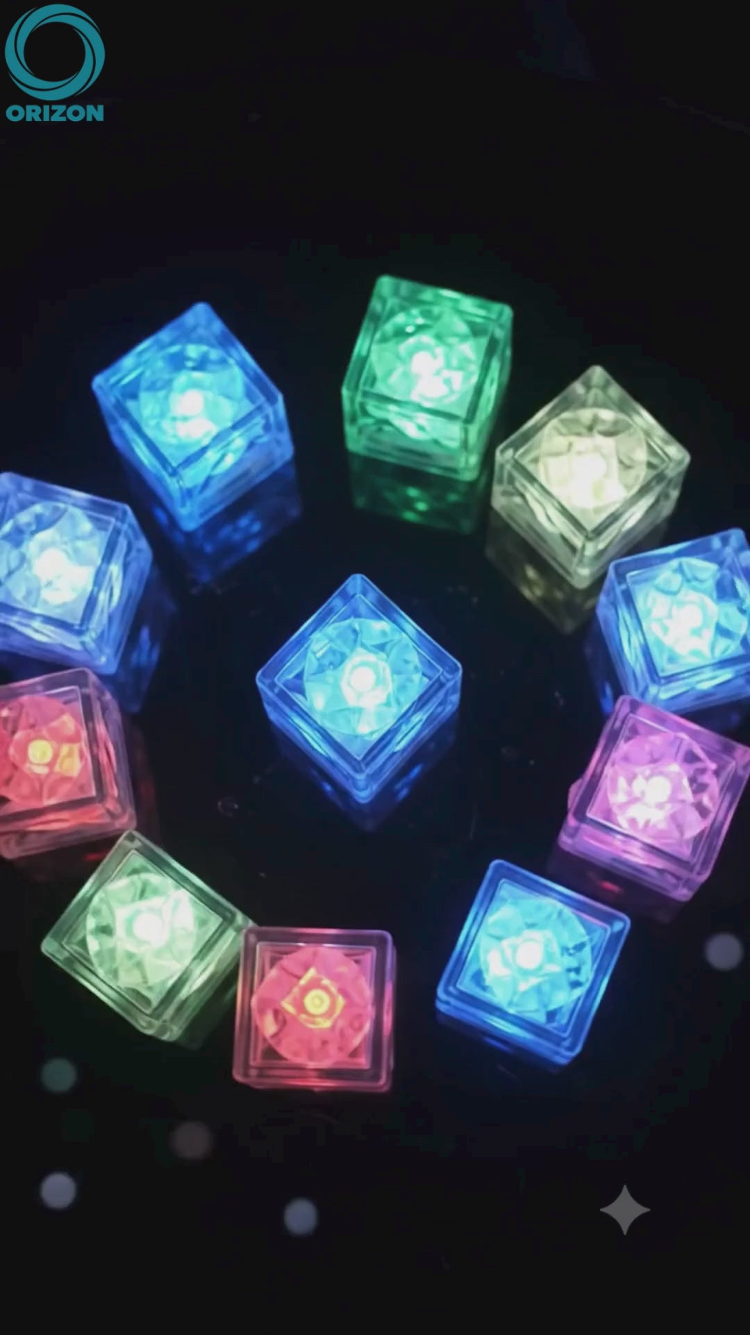 LED Light Up Glowing Cube for Drinks - Multicolour Slow 6pc set-2