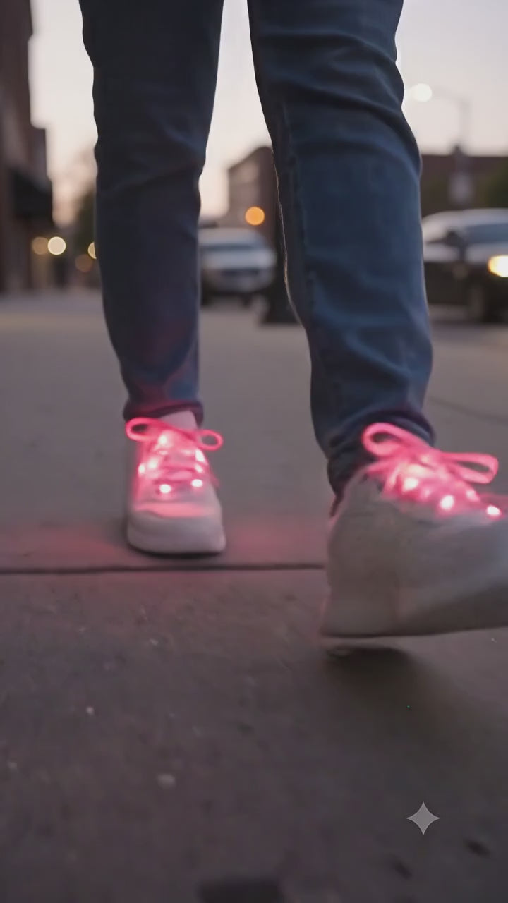 Glowing LED Shoe Lace Pink Colour - Flashing LED Shoelace with 3 Modes of Flasing Light for all.-2