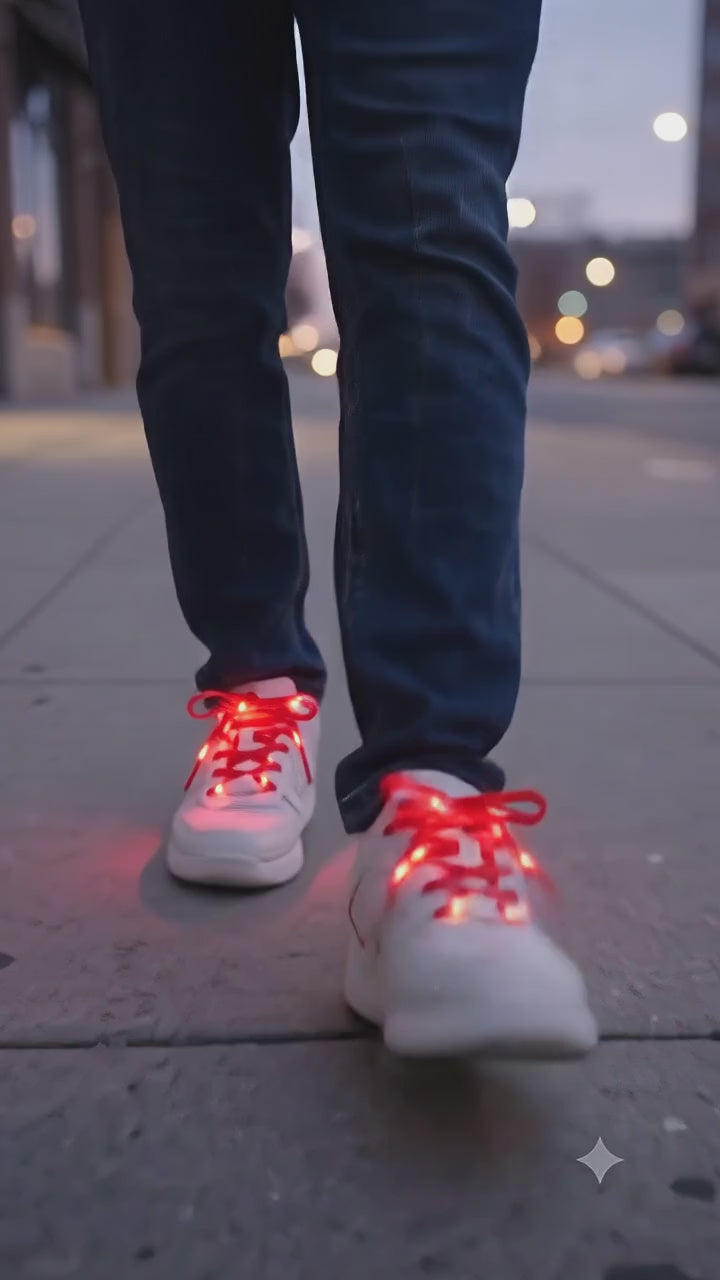 Glowing LED Shoe Lace Red Colour - Flashing LED Shoelace with 3 Modes of Flasing Light for all.-2